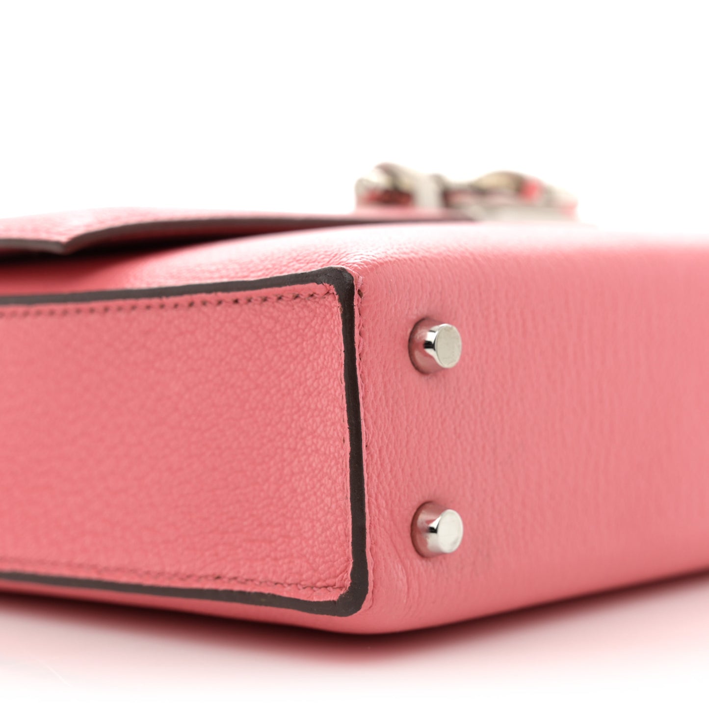 Chevre Mysore Mini Verrou Large Strap Bag Rose Azalee