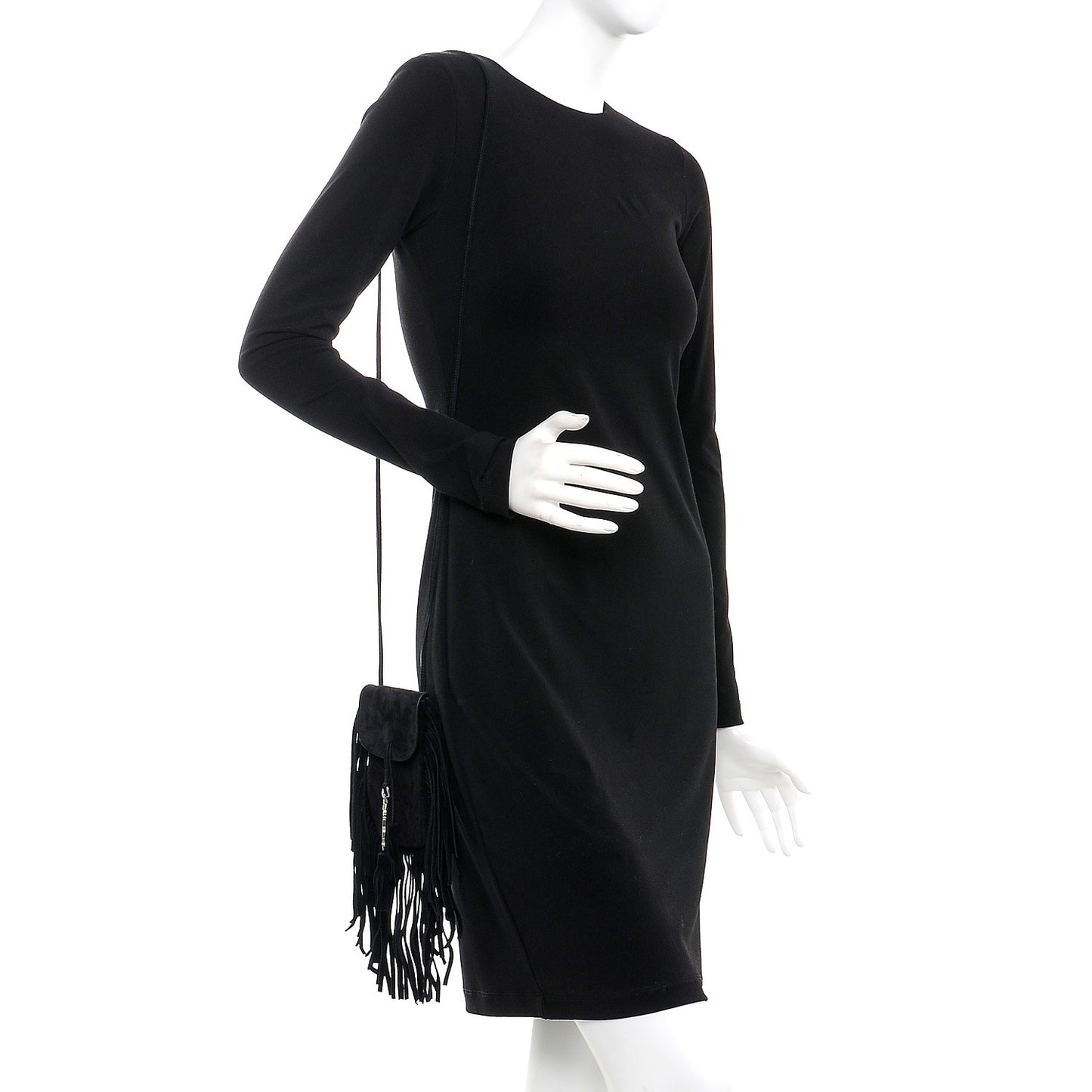Suede Fringe Toy Monogram Anita Crossbody Bag Black