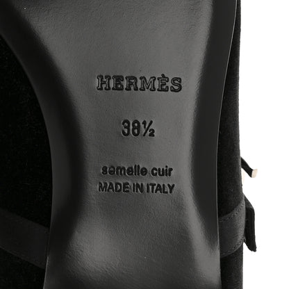 Hermes Velvet Jane Ballet Flats 38.5 Black 7 of 9