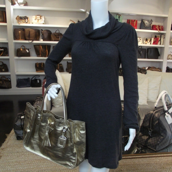 Nappa Leather Drawstring Tote Platino