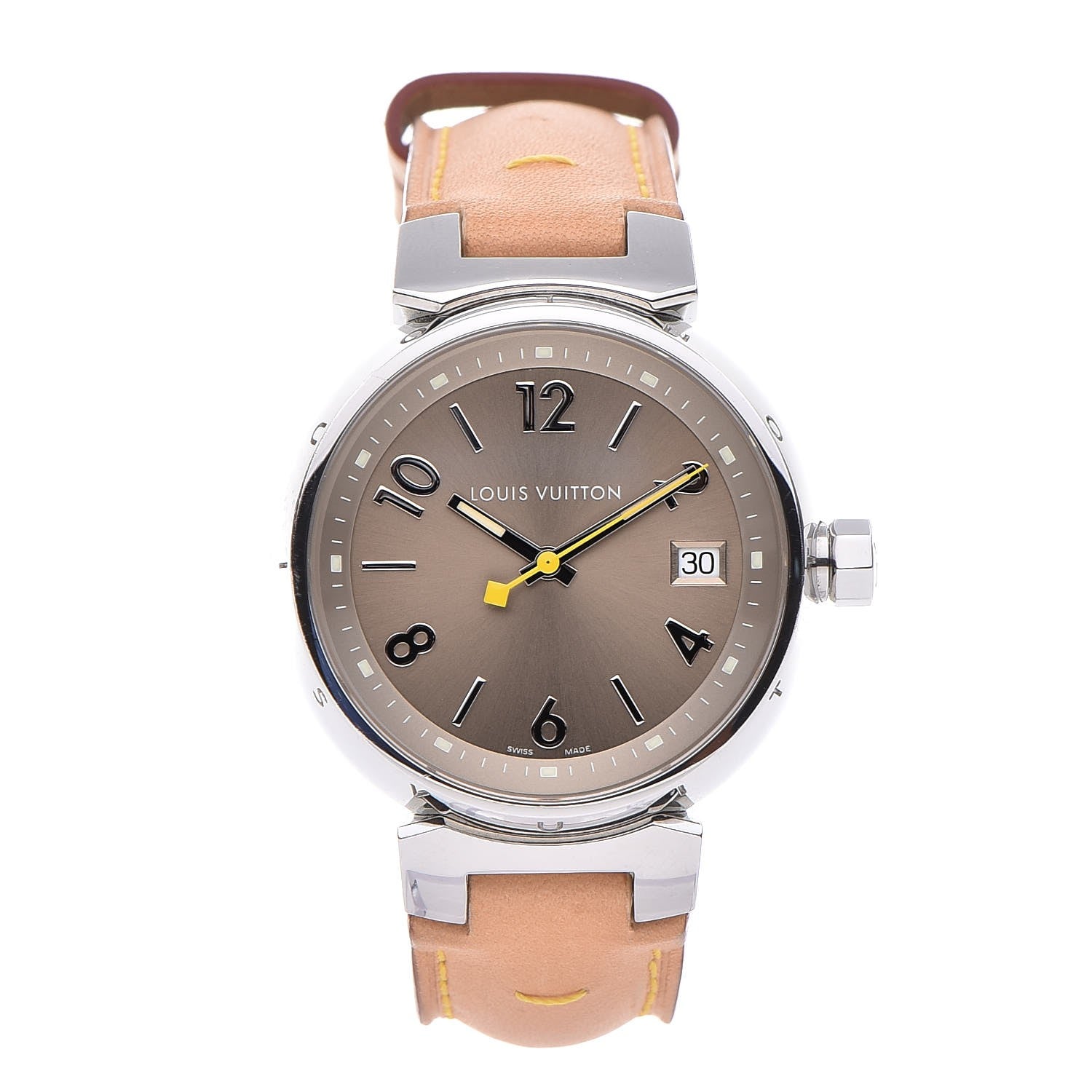 Louis Vuitton Stainless Steel Vachetta 34mm Tambour Quartz Watch Champagne 1 of 9