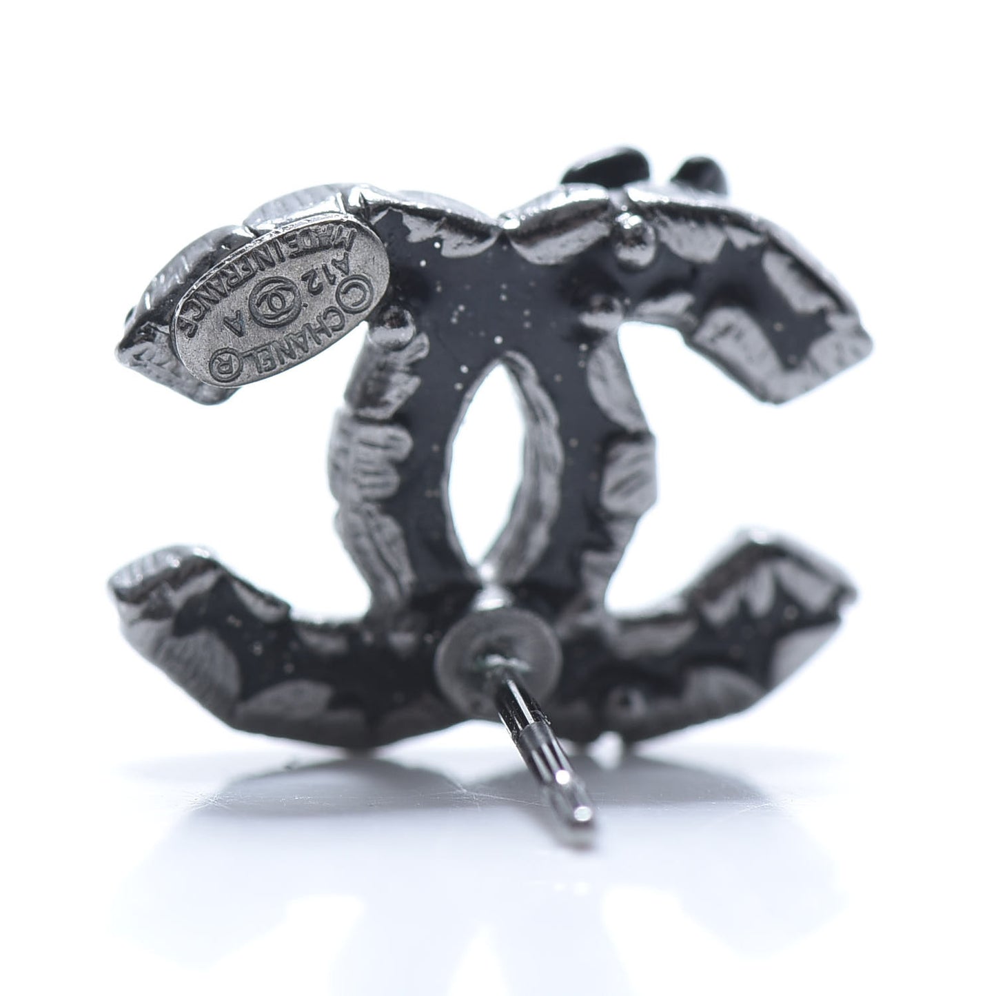 Enamel CC Camellia Earrings Ruthenium