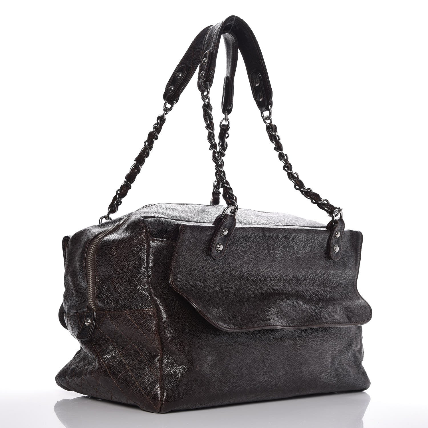 Chanel Glazed Caviar Pocket In The City Tote Brown 3 of 7