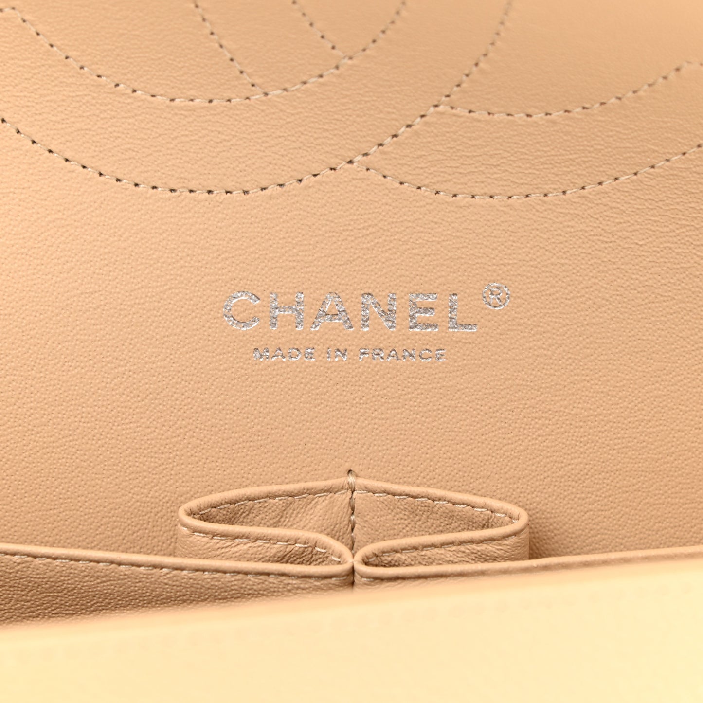 Caviar Quilted Jumbo Double Flap Light Beige