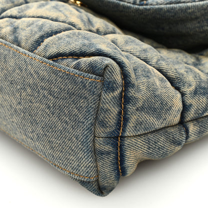 Saint Laurent Denim Quilted Toy Loulou Puffer Monogram Chain Satchel Blue Cinnamon 9 of 10