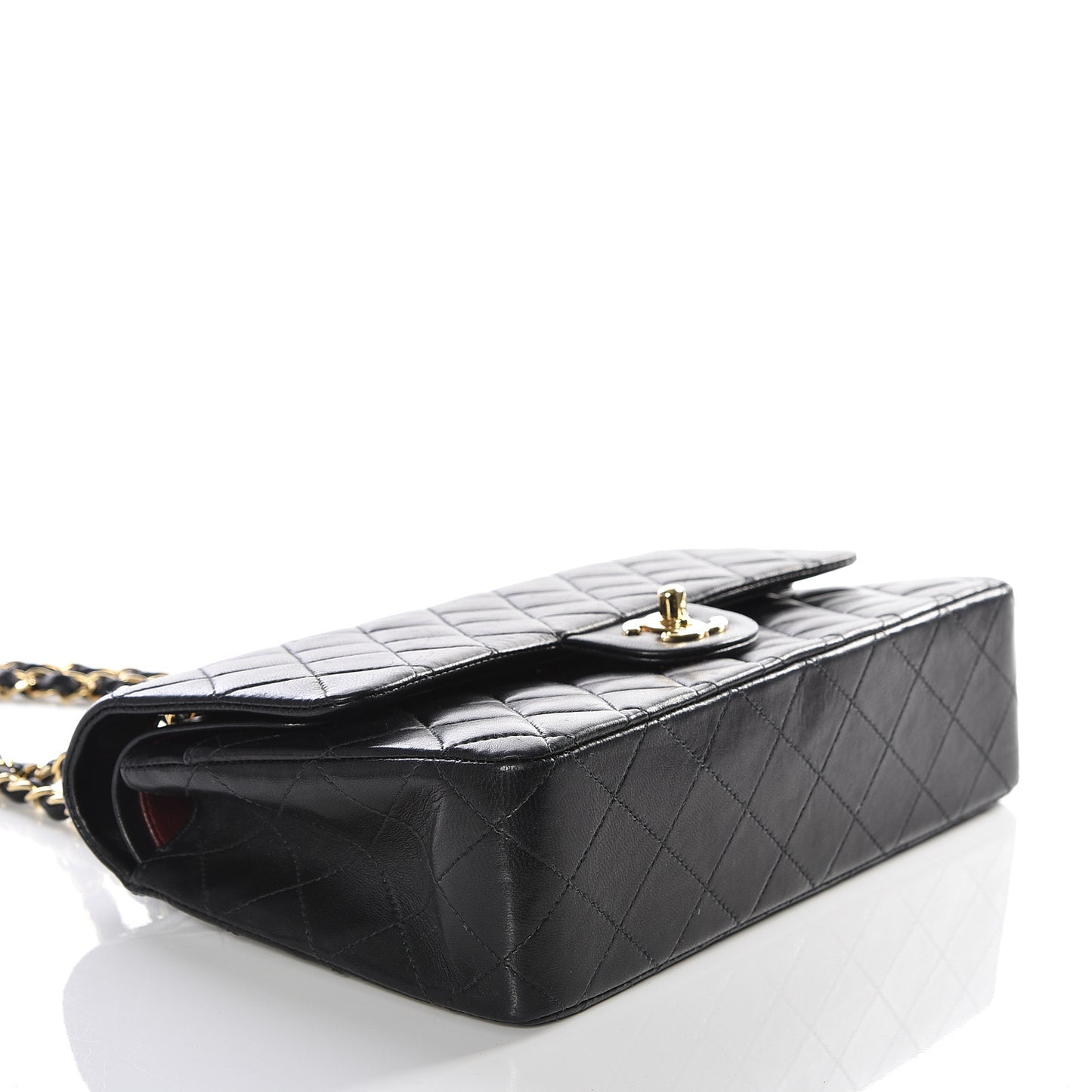 Lambskin Quilted Medium Double Flap Black