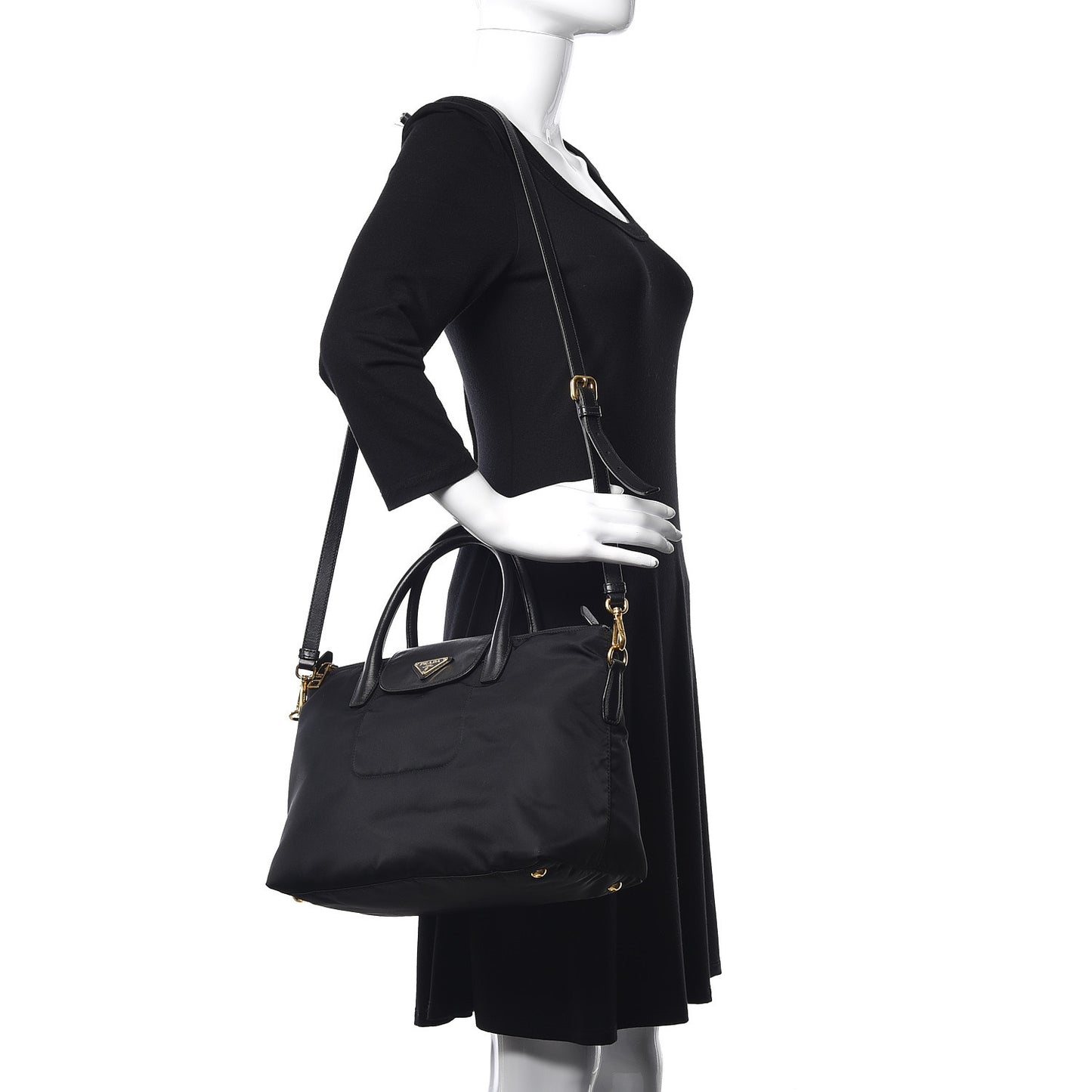 Tessuto Nylon Saffiano Tote Black