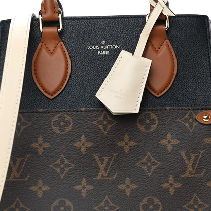 Louis Vuitton Calfskin Monogram Fold Tote MM Black Wine Cream 8 of 10