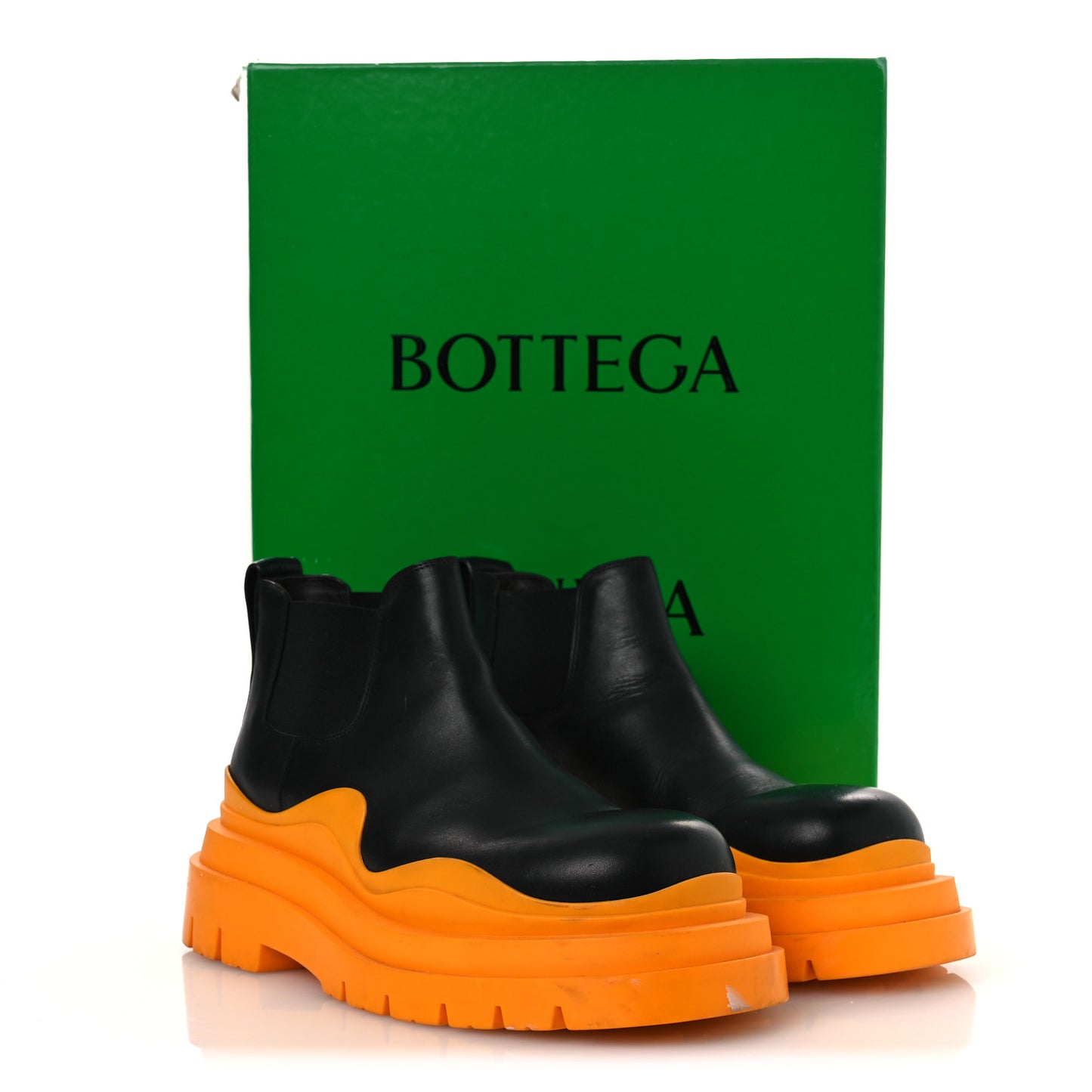 Calfskin The Tire Cropped Chelsea Boots 40.5 Black Tangerine
