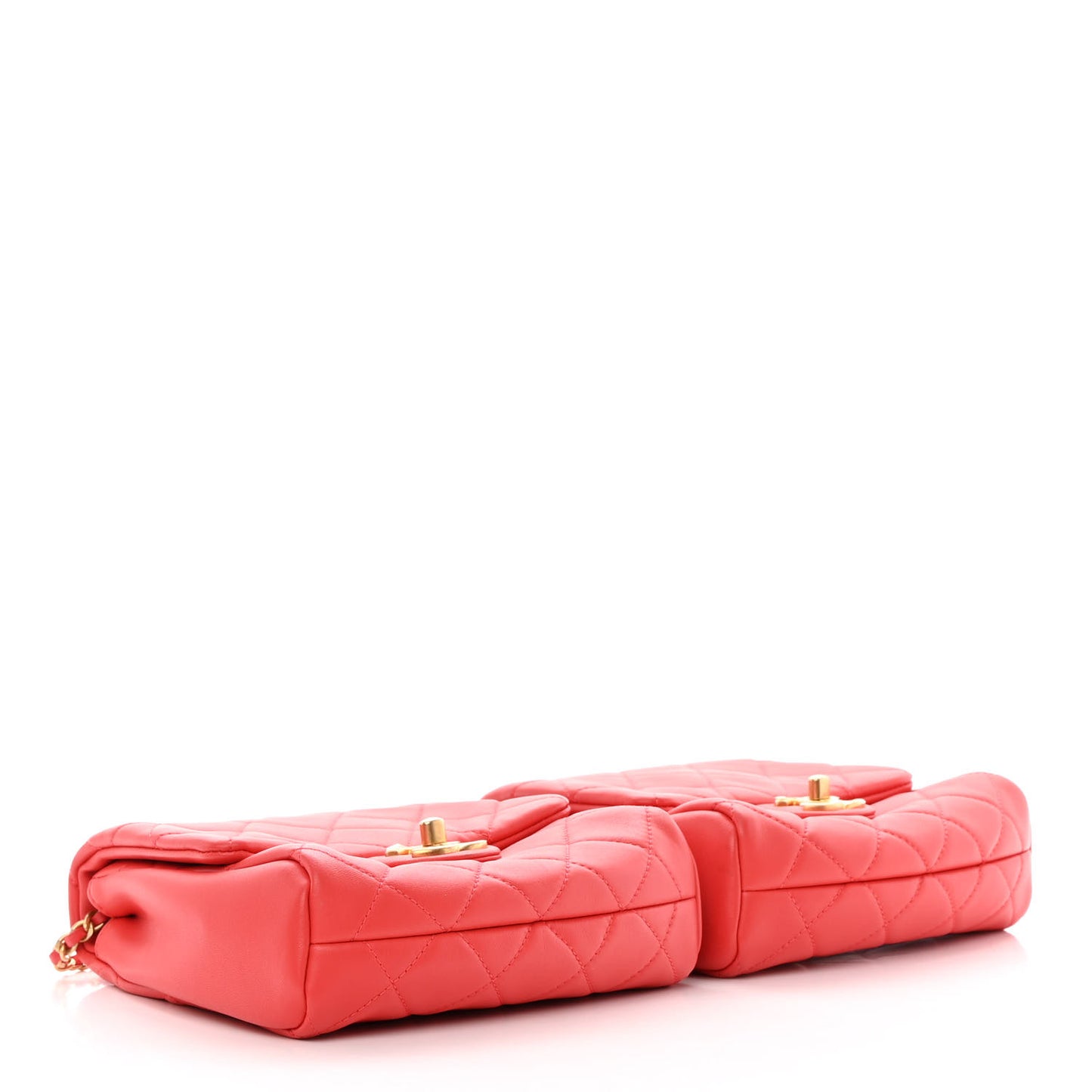 Lambskin Quilted Side-Packs Red