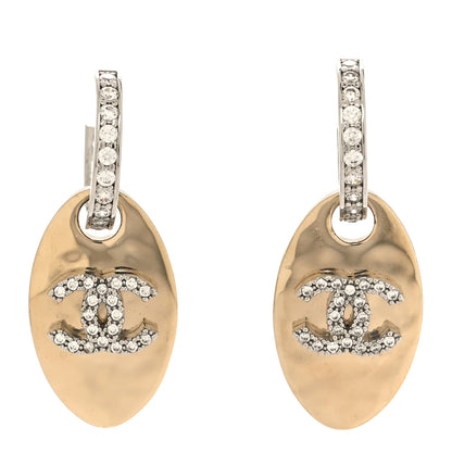 Chanel Crystal CC Tag Drop Earrings Gold 1 of 5