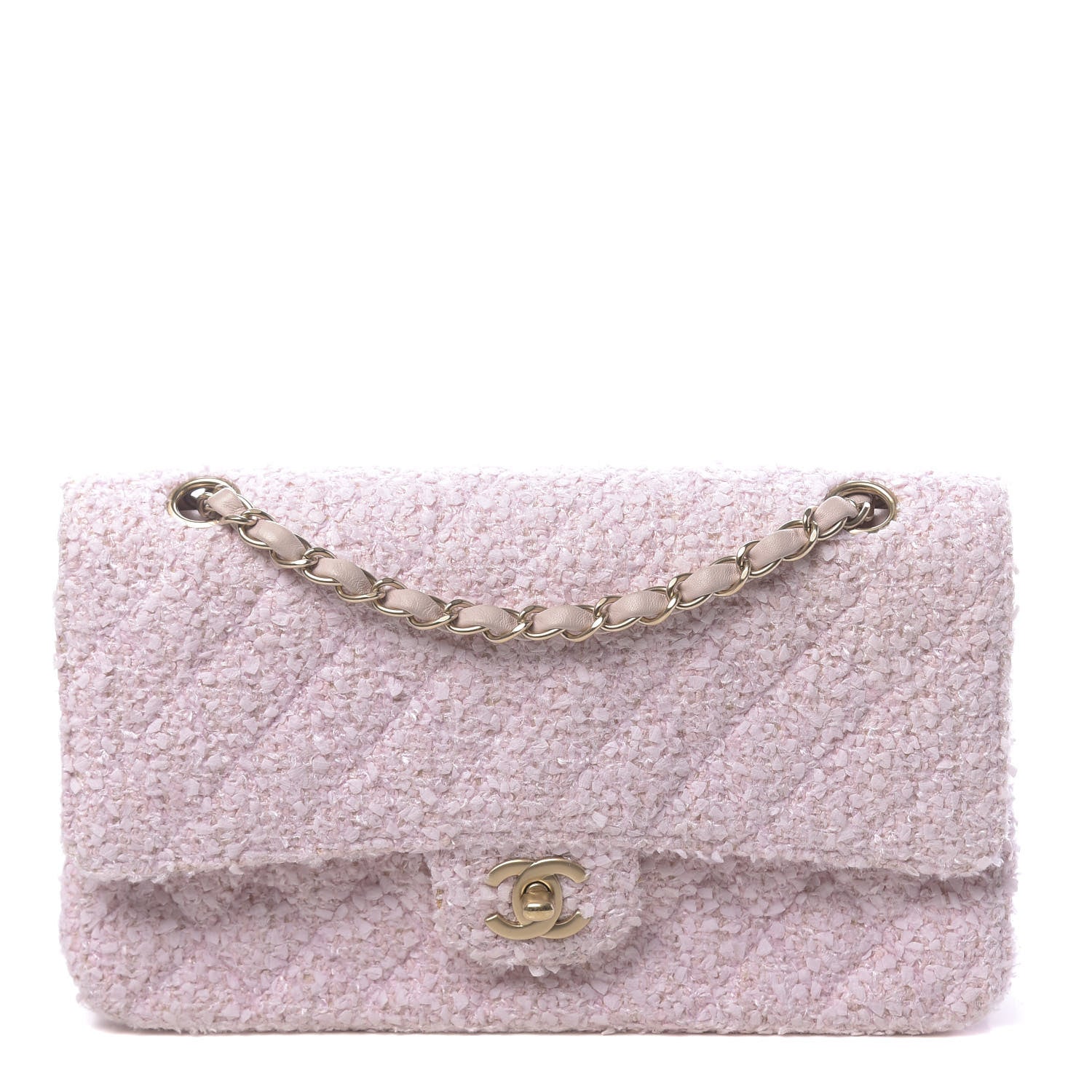 Chanel Tweed Medium Double Flap Pink 1 of 11
