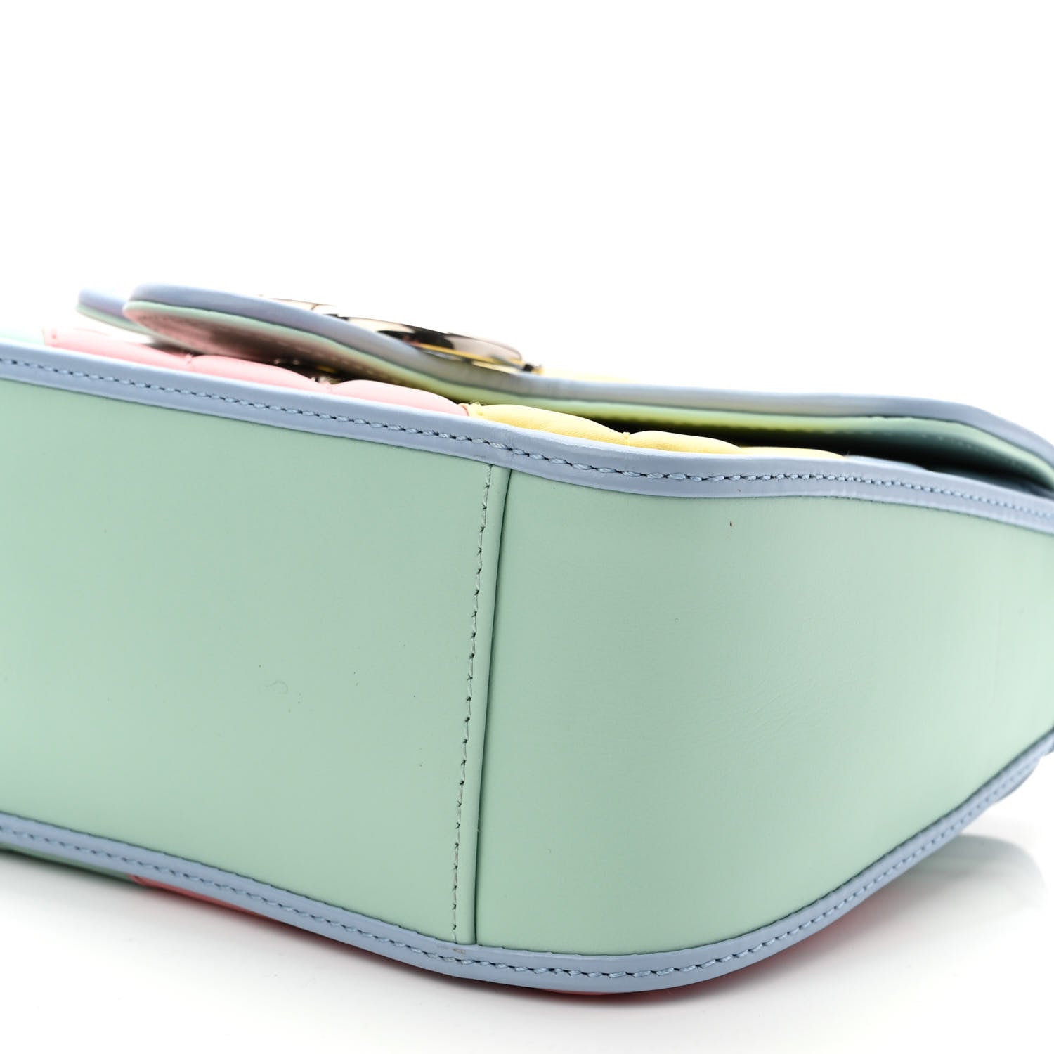 Gucci Calfskin Matelasse Diagonal Mini GG Marmont Top Handle Shoulder Bag Multicolor Pastel 9 of 10