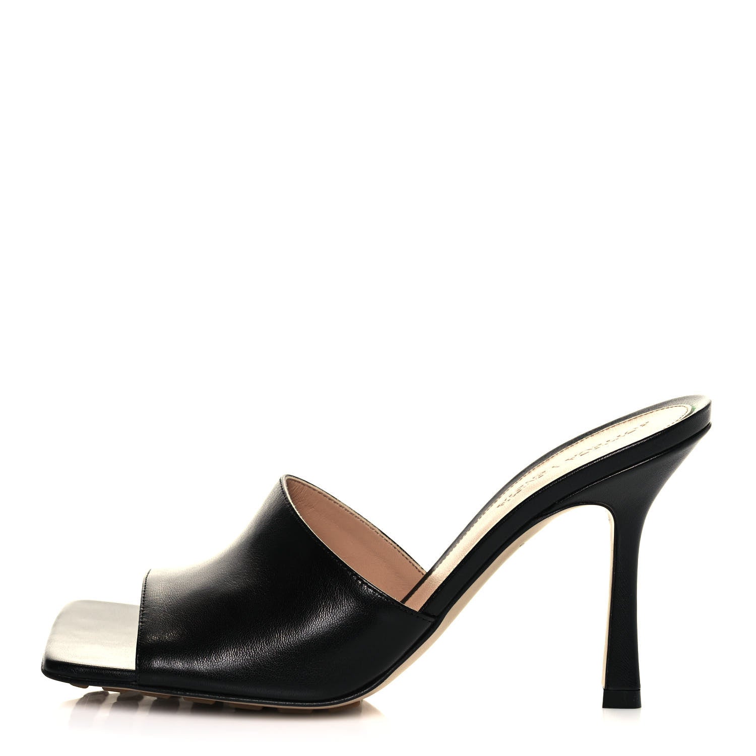 Bottega Veneta Lambskin Stretch Mule Sandals 37.5 Black 1 of 8