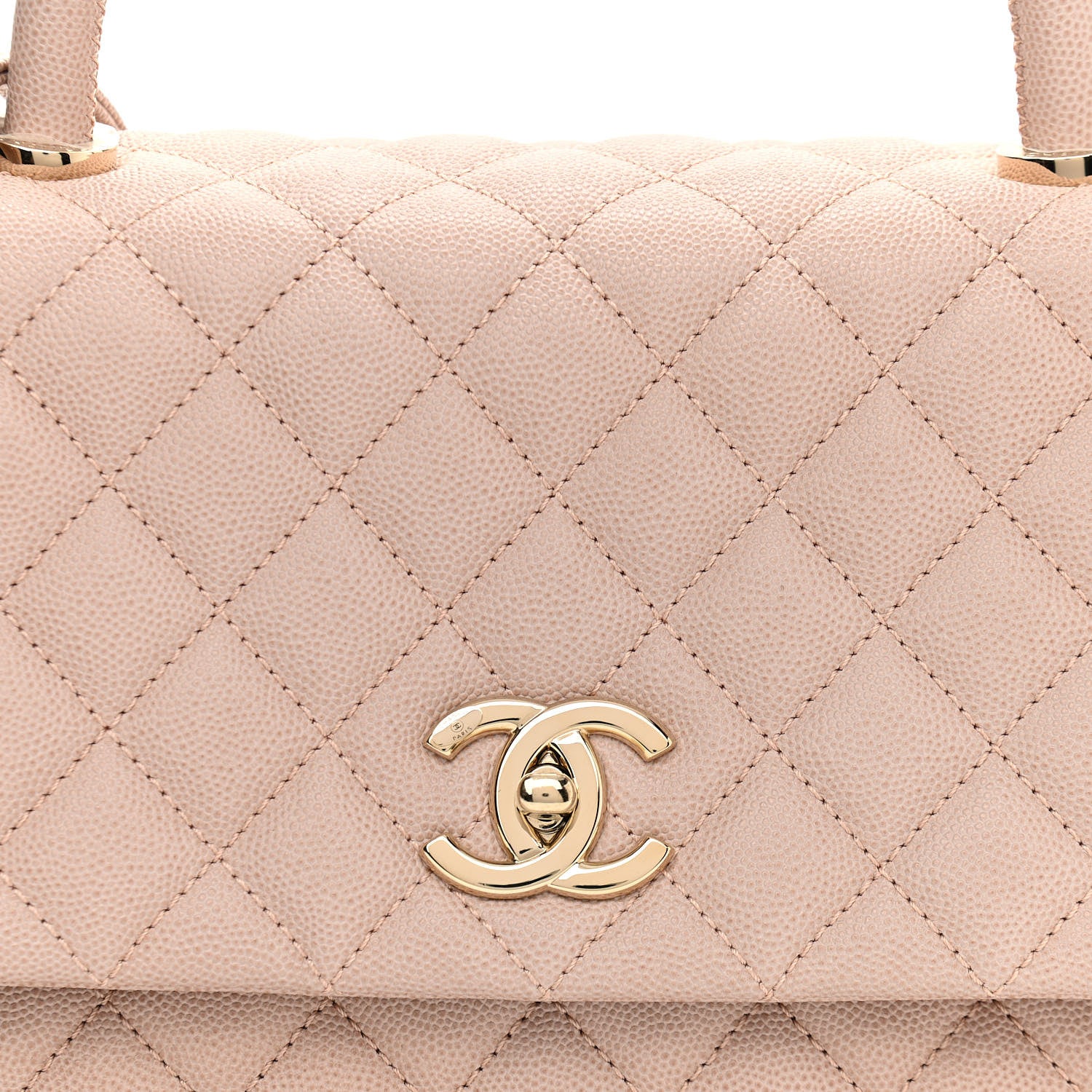 Chanel Caviar Quilted Small Coco Handle Flap Light Beige 10 of 11