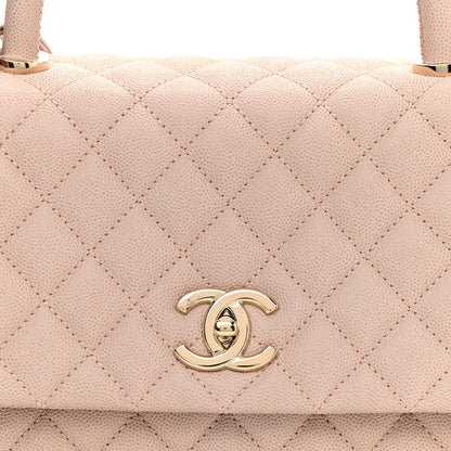Chanel Caviar Quilted Small Coco Handle Flap Light Beige 10 of 11