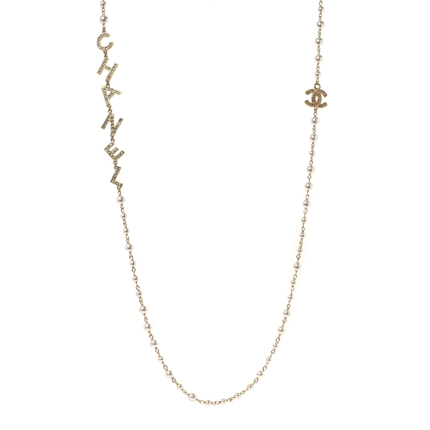Pearl Crystal 90's Icon CC Necklace Gold