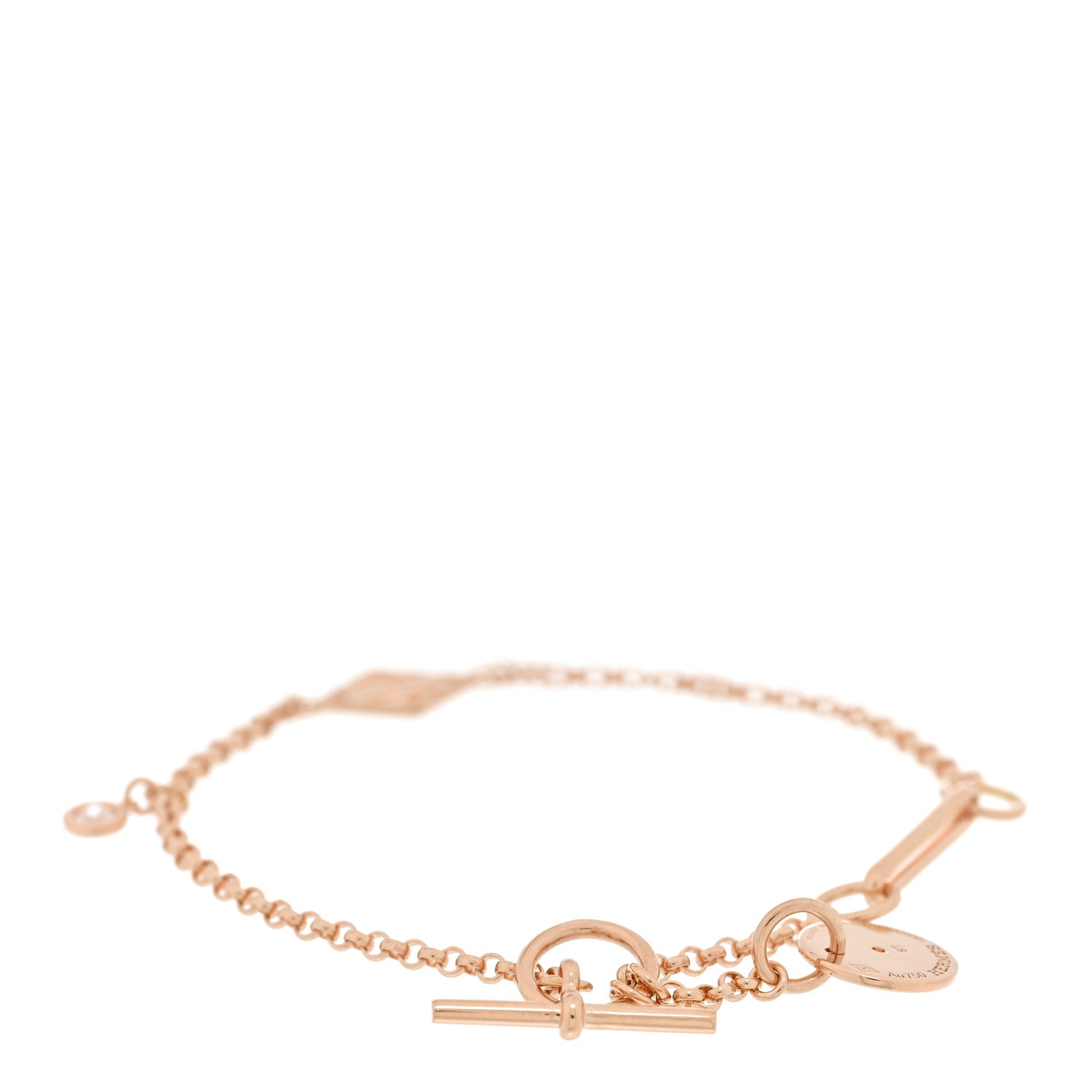 Hermes 18K Rose Gold Diamond Gambade Bracelet ST 2 of 3
