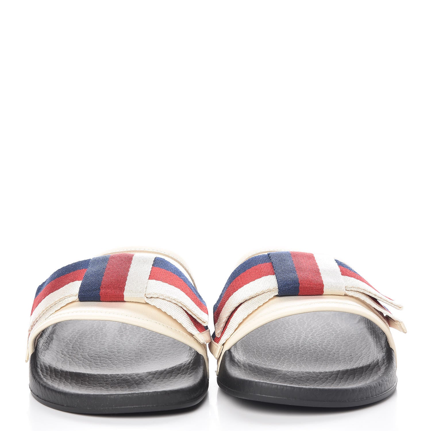 Gucci Satin Web Sylvie Bow Slide Sandals 40 White 2 of 8