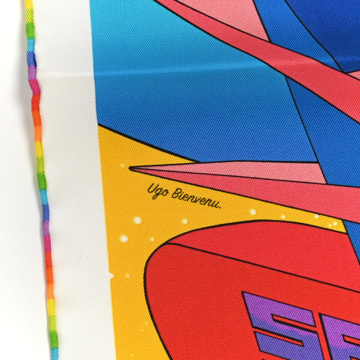 Hermes Silk Space Derby Scarf 90 Jaune Vif Vert Fluo Multicolor 5 of 5