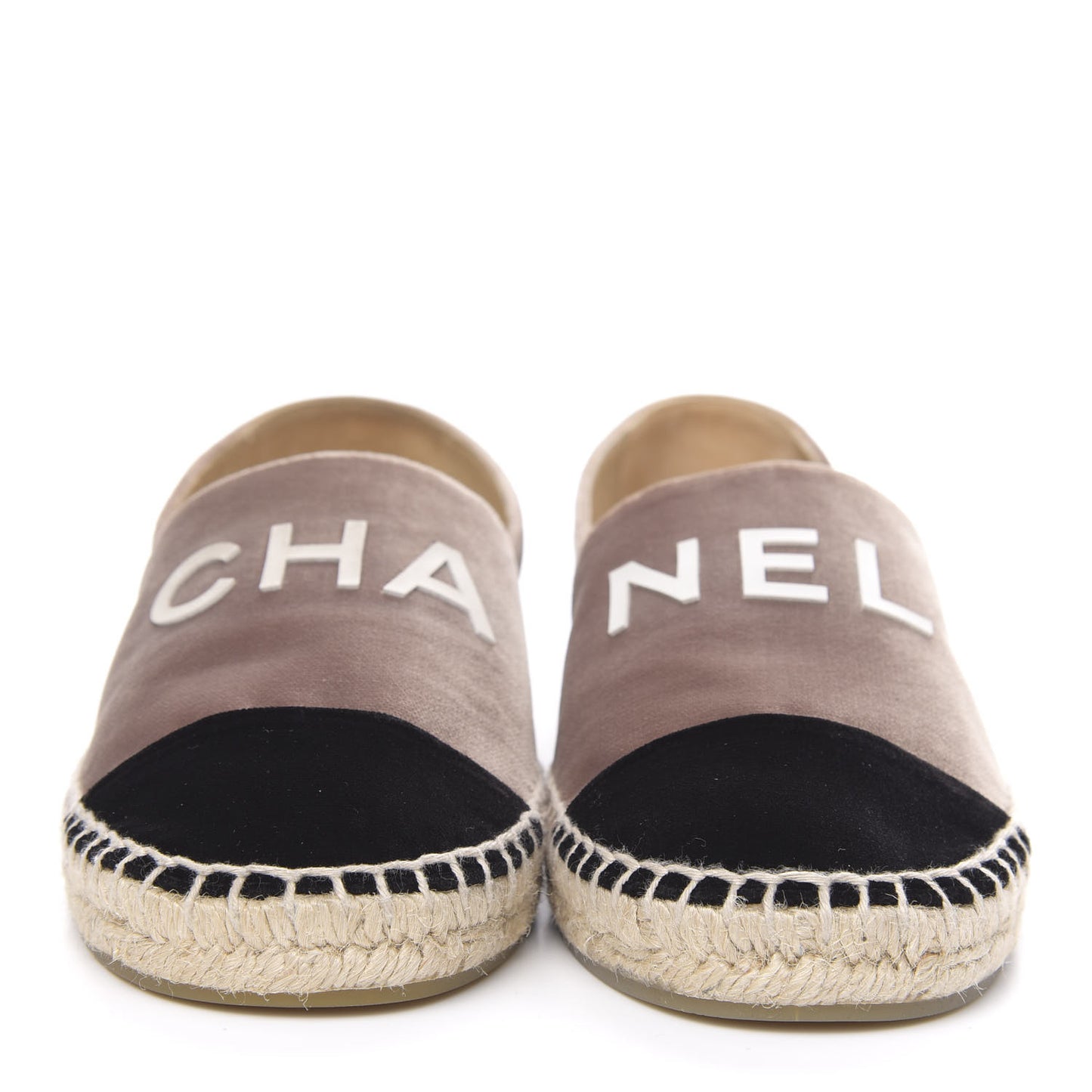 Velvet Logo Espadrilles 36 Beige Black