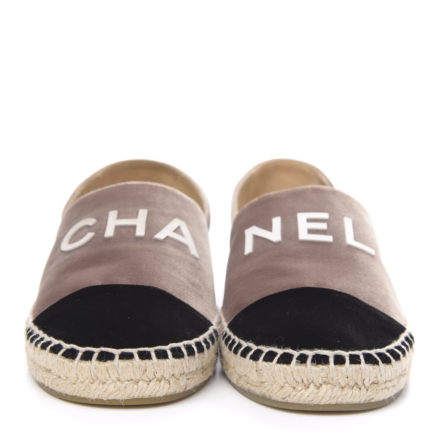 Chanel Velvet Logo Espadrilles 36 Beige Black 2 of 8