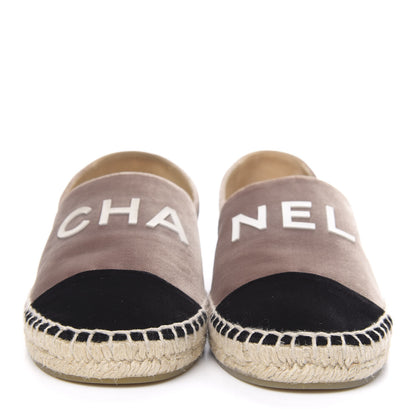 Chanel Velvet Logo Espadrilles 36 Beige Black 2 of 8