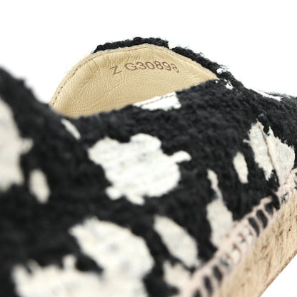 Chanel Patent Tweed Splatter Paint Print Cap Toe CC Espadrilles 36 Black White 9 of 9