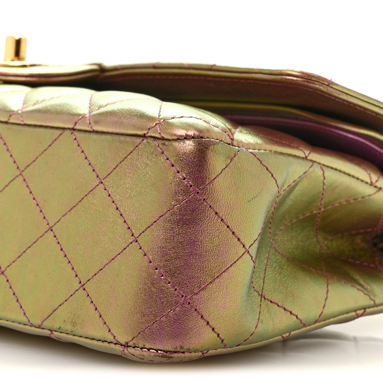 Chanel Iridescent Lambskin Quilted Medium Double Flap Purple 10 of 14
