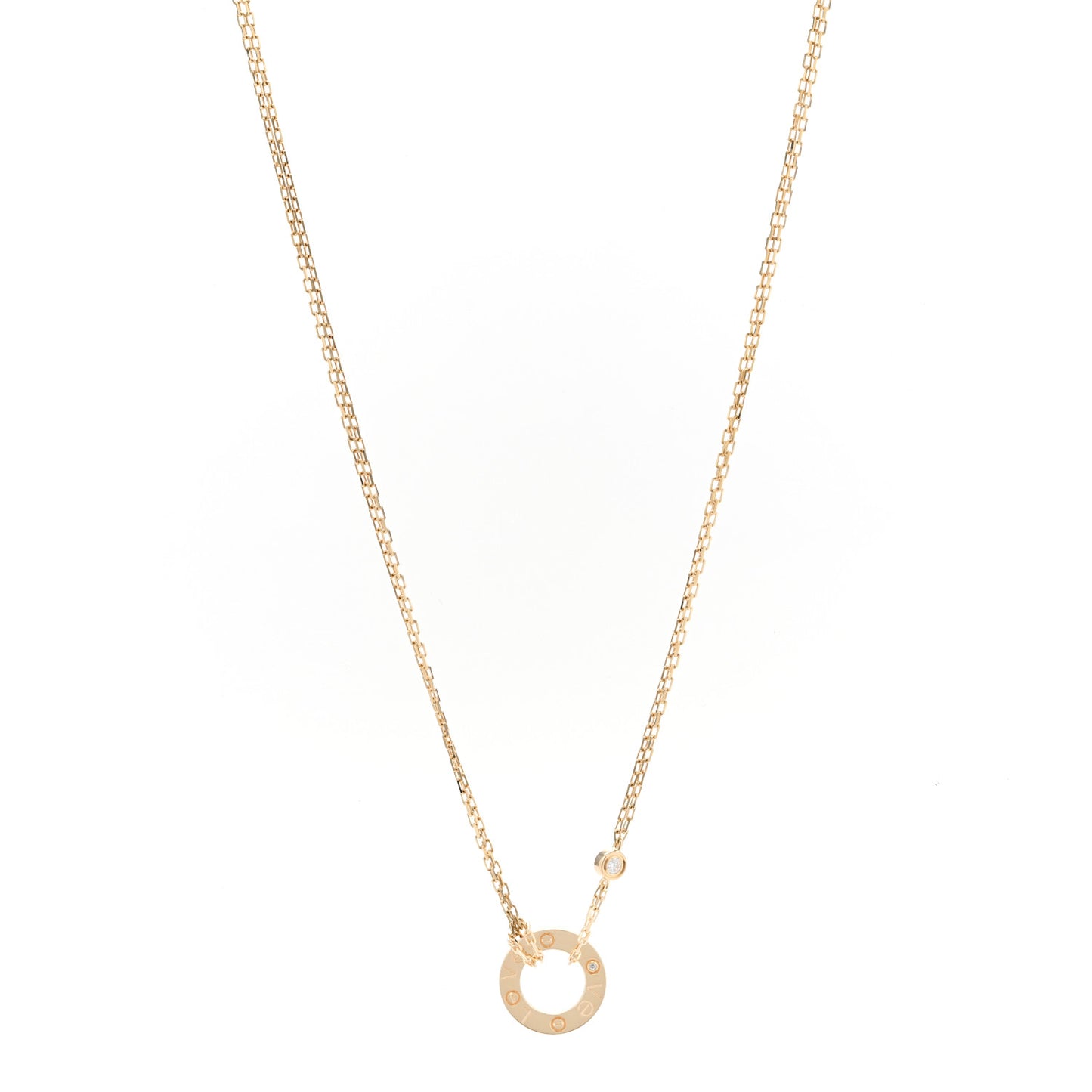 18K Yellow Gold 2 Diamond LOVE Necklace