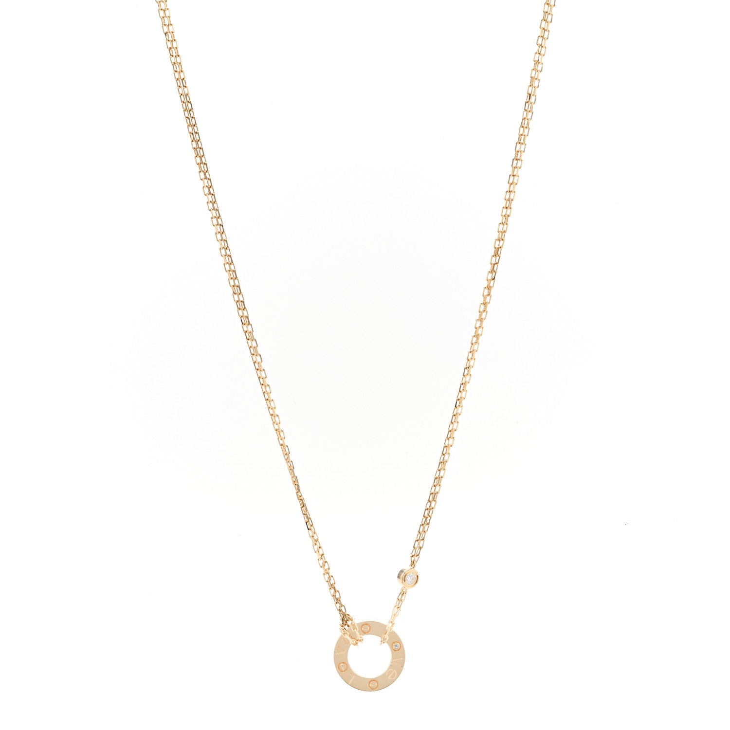 Cartier 18K Yellow Gold 2 Diamond LOVE Necklace 1 of 4