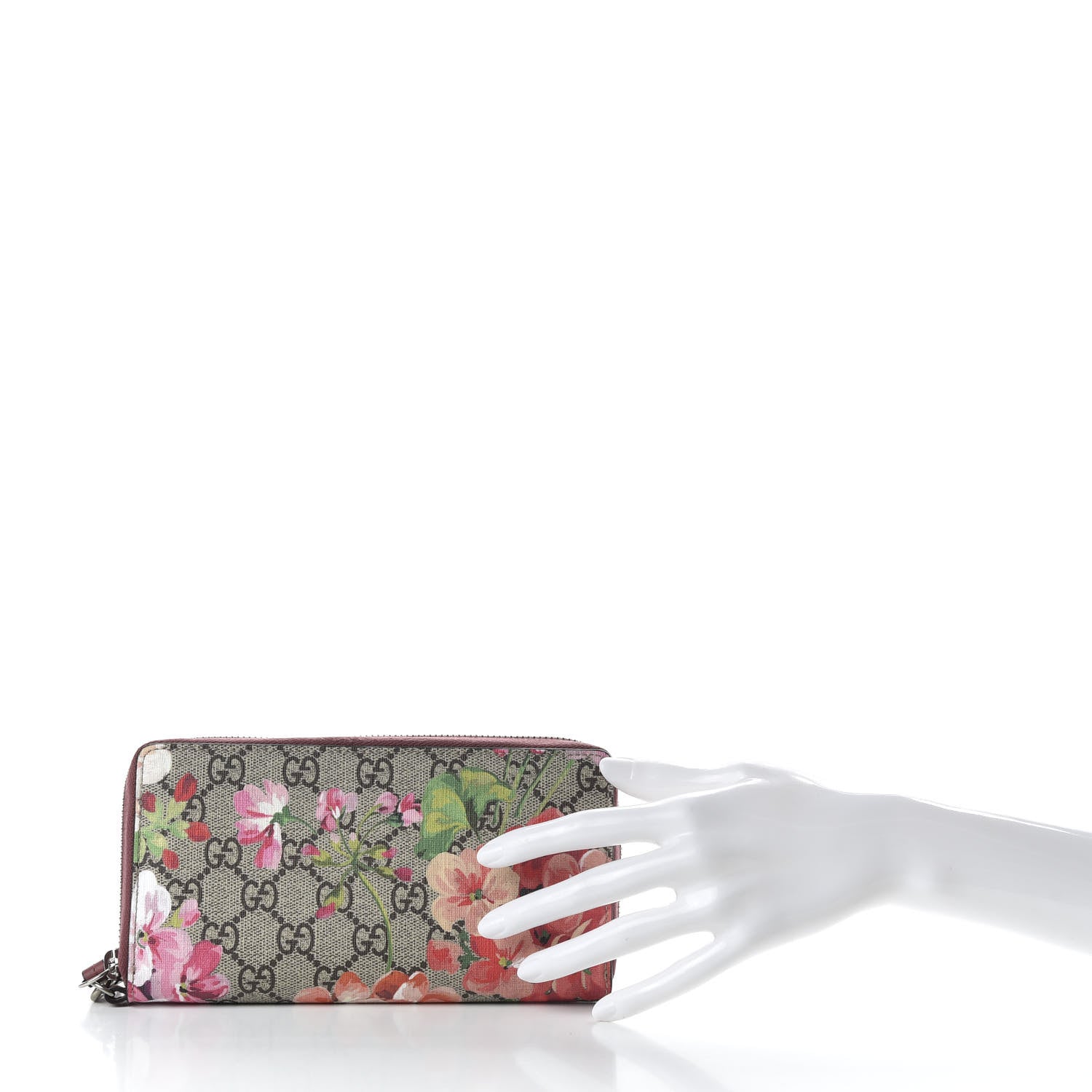 Gucci GG Supreme Monogram Blooms Wrist Wallet Beige Multicolor Dry Rose 2 of 8