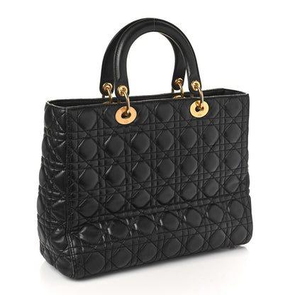 Christian Dior Lambskin Cannage Large Lady Dior Black 2 of 8