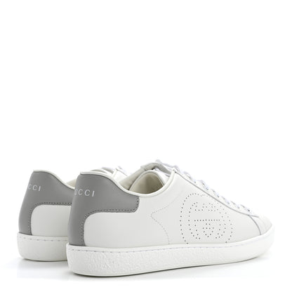 Gucci Calfskin Interlocking G Perforated Womens Ace Sneakers 37.5 White Grey Sky 5 of 10