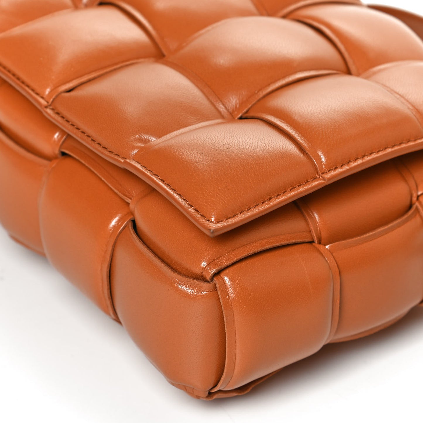 Nappa Maxi Intreccio Padded Cassette Crossbody Bag Clay