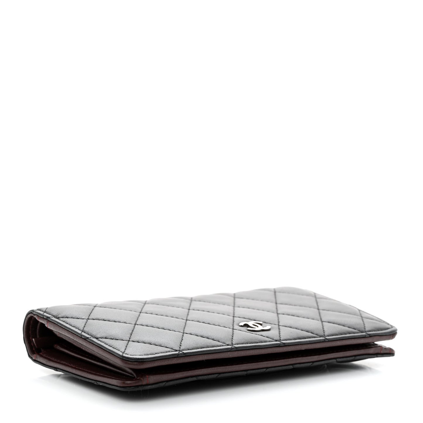 Lambskin Quilted Yen Wallet Black