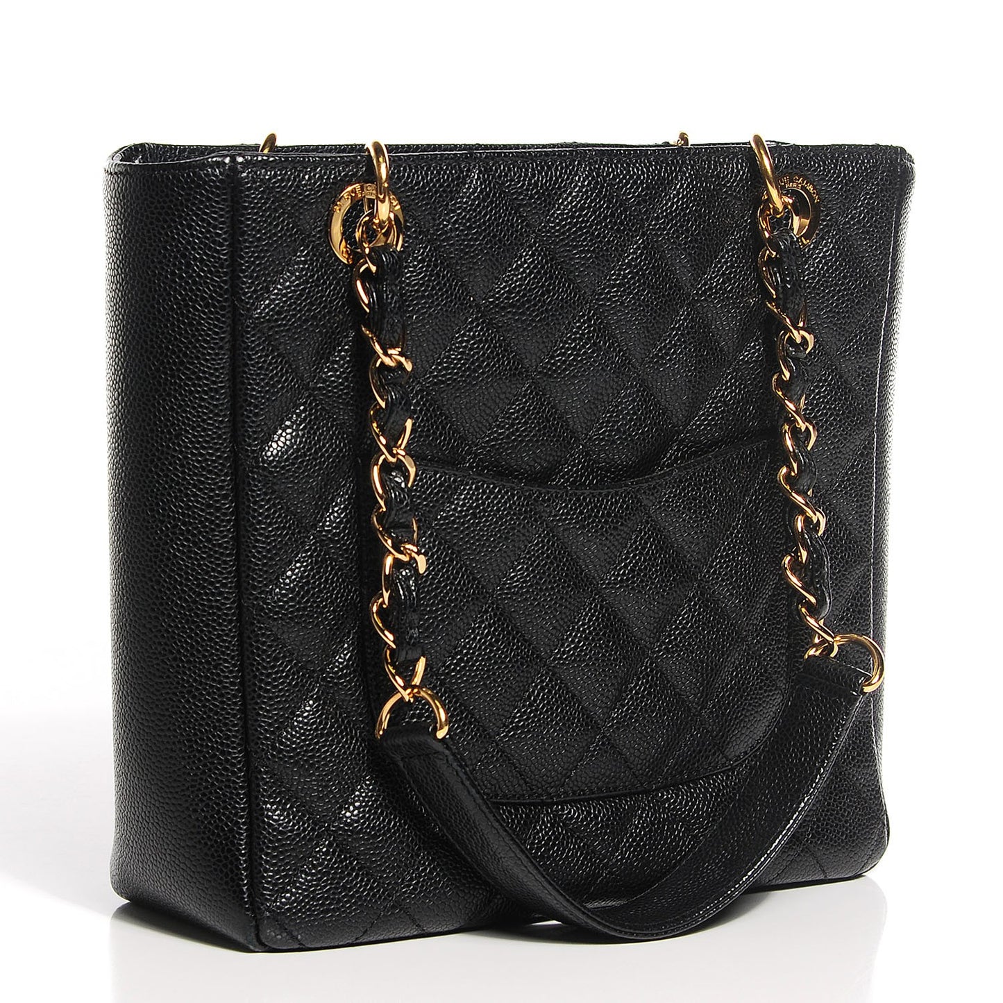 Caviar Quilted Petit Shopping Tote PST Black