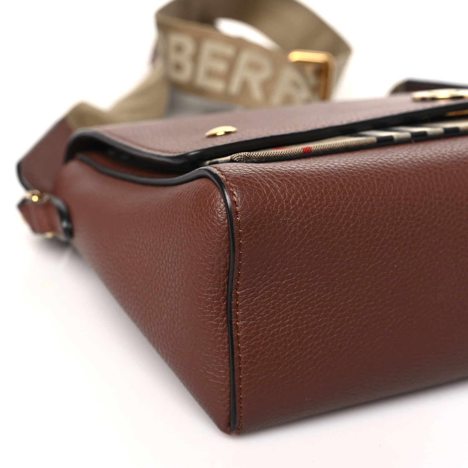 Burberry Grainy Calfskin Vintage Check Note Crossbody Bag Malt Brown 8 of 12