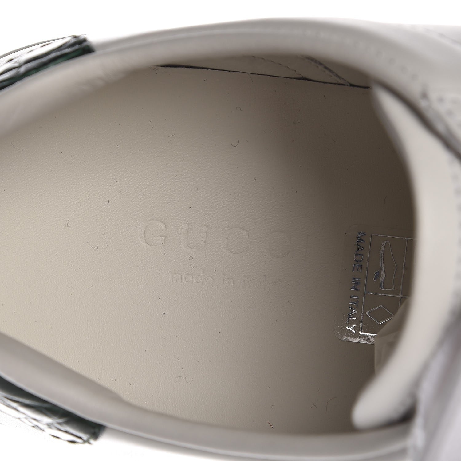 Gucci Calfskin Crocodile Web Ace Sneakers 35.5 White Green 9 of 10