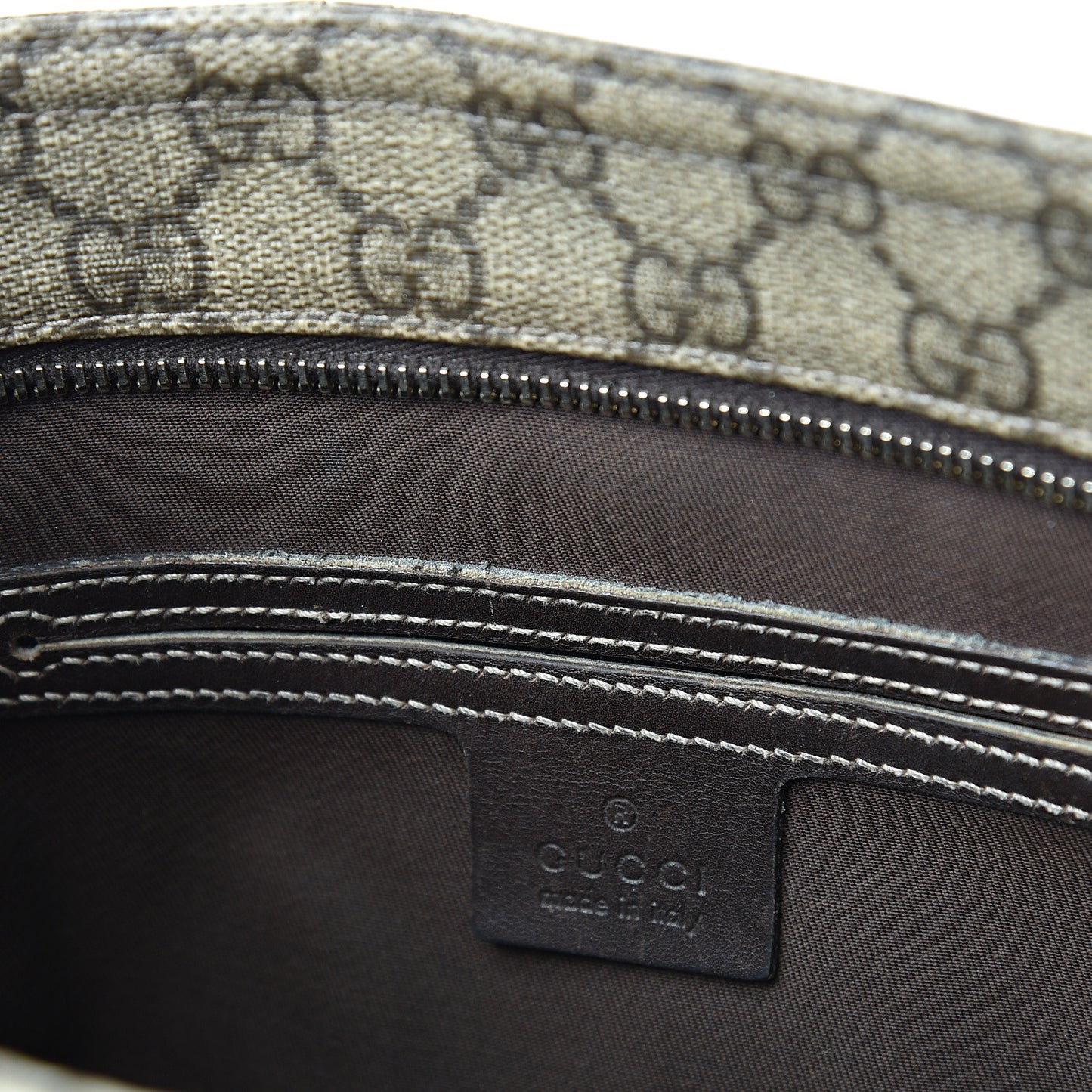 GG Supreme Monogram Selleria Calfskin Small Flat Side Zip Messenger Bag Beige Ebony Cocoa Dark Chocolate