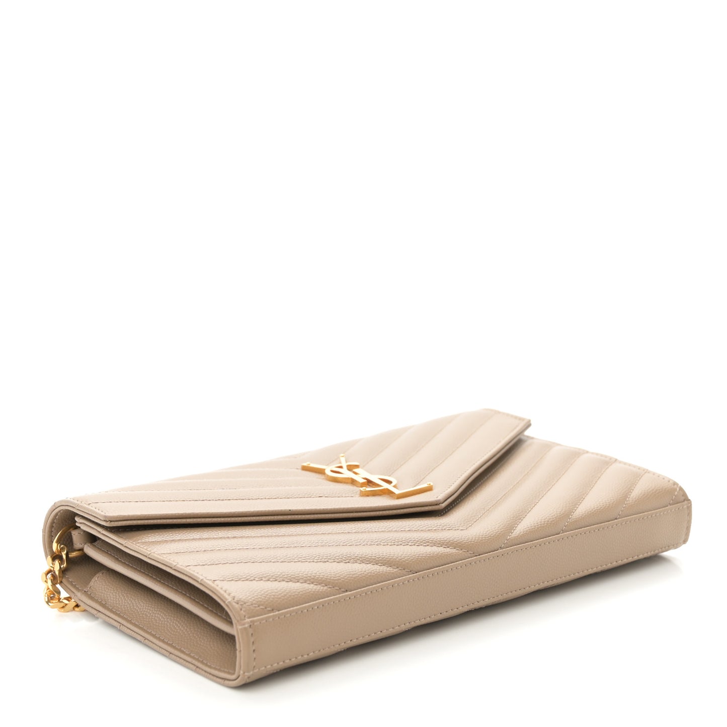 Grain De Poudre Matelasse Chevron Monogram Chain Wallet Taupe