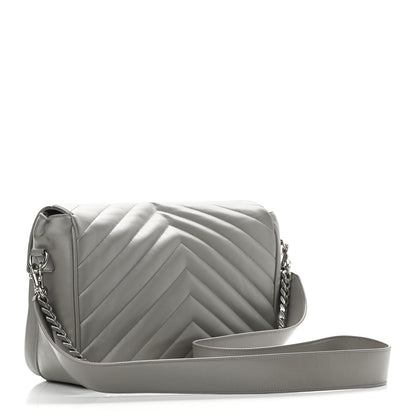 Saint Laurent Calfskin Y Quilted Monogram Loulou Shoulder Bag Pearl Grey 3 of 18