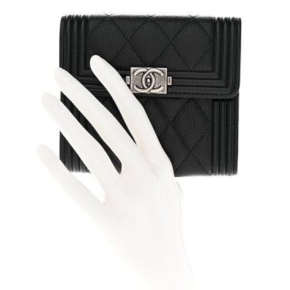 Chanel Caviar Quilted Compact Boy Wallet Black 2 of 8