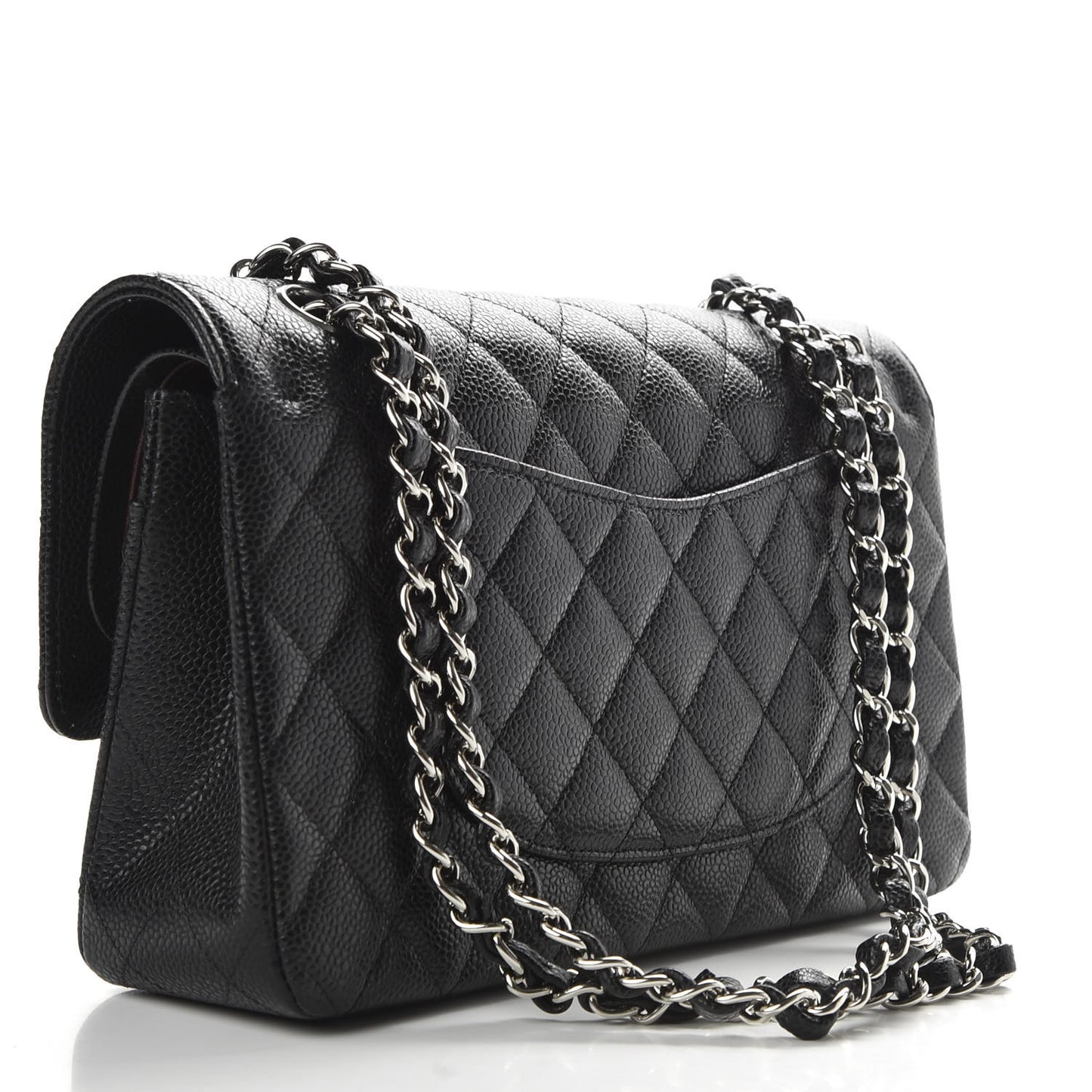 Caviar Quilted Medium Double Flap Black