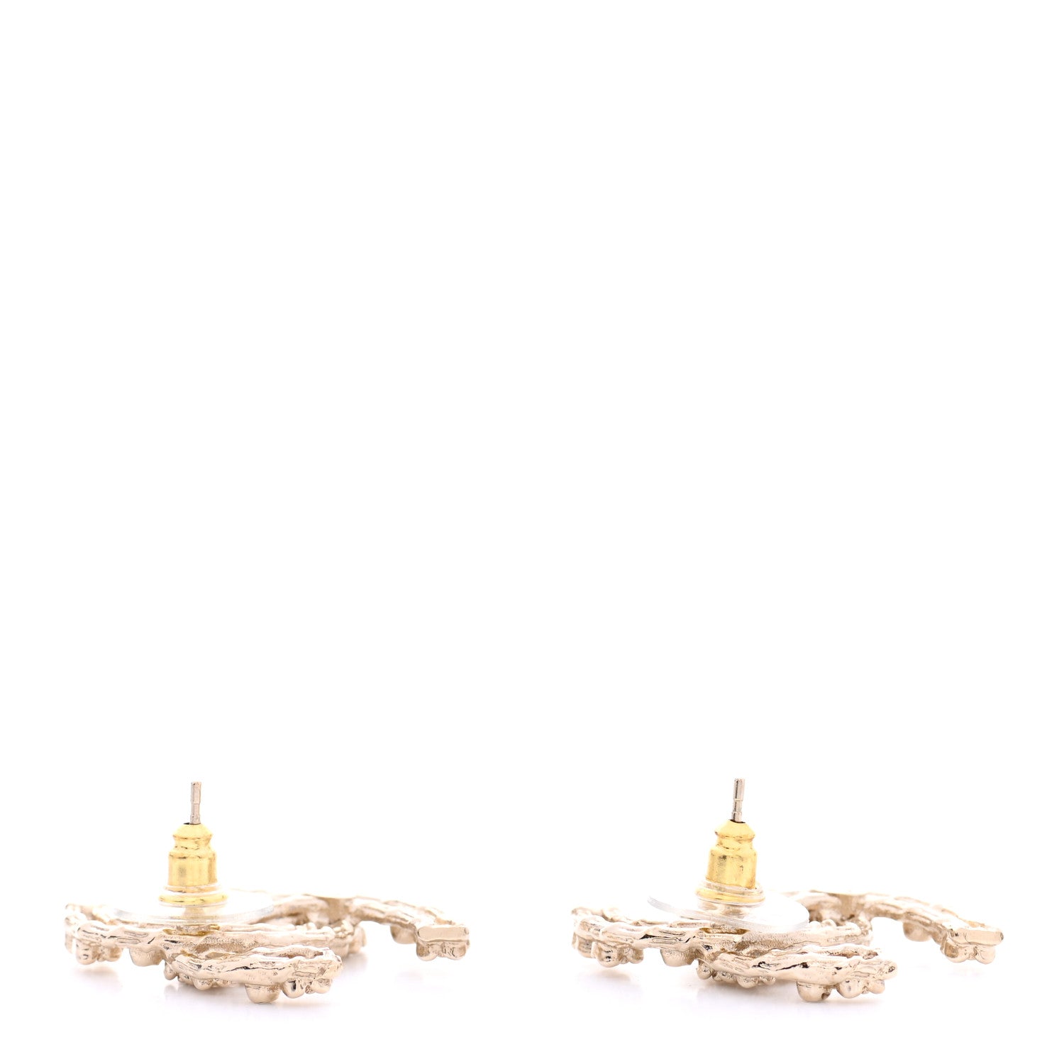 Chanel Crystal CC Camellia Earrings Gold 4 of 5