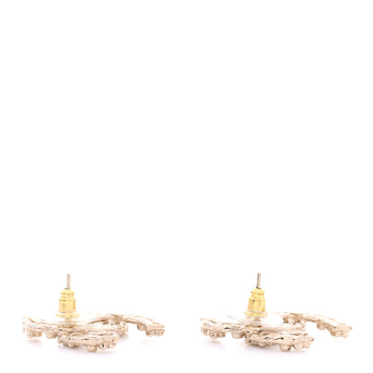 Chanel Crystal CC Camellia Earrings Gold 4 of 5