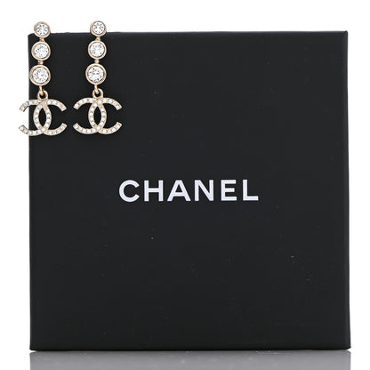 Chanel Crystal CC Drop Earrings Gold 5 of 5