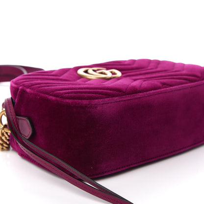 Gucci Velvet Matelasse Small GG Marmont Chain Shoulder Bag Fuchsia Violet Cyclamen 9 of 11