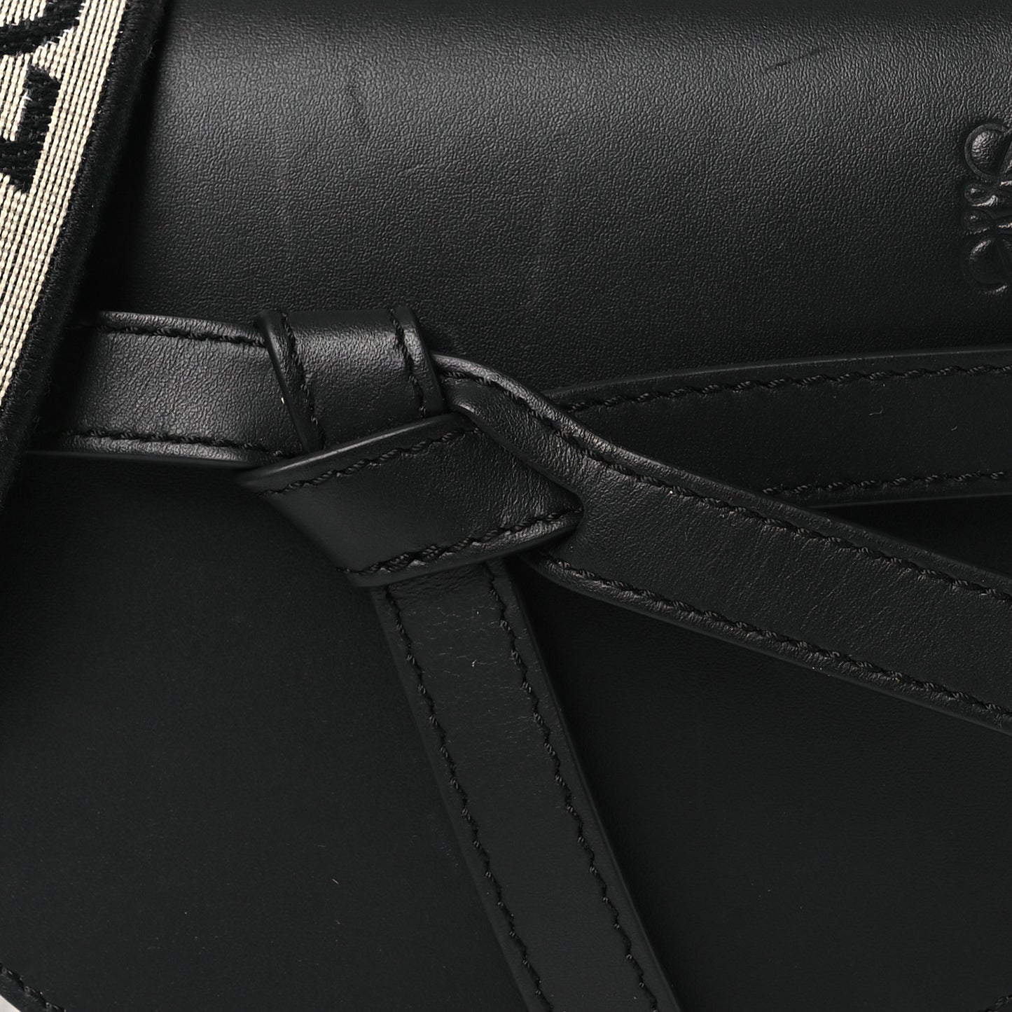 Calfskin Jacquard Mini Gate Dual Bag Black