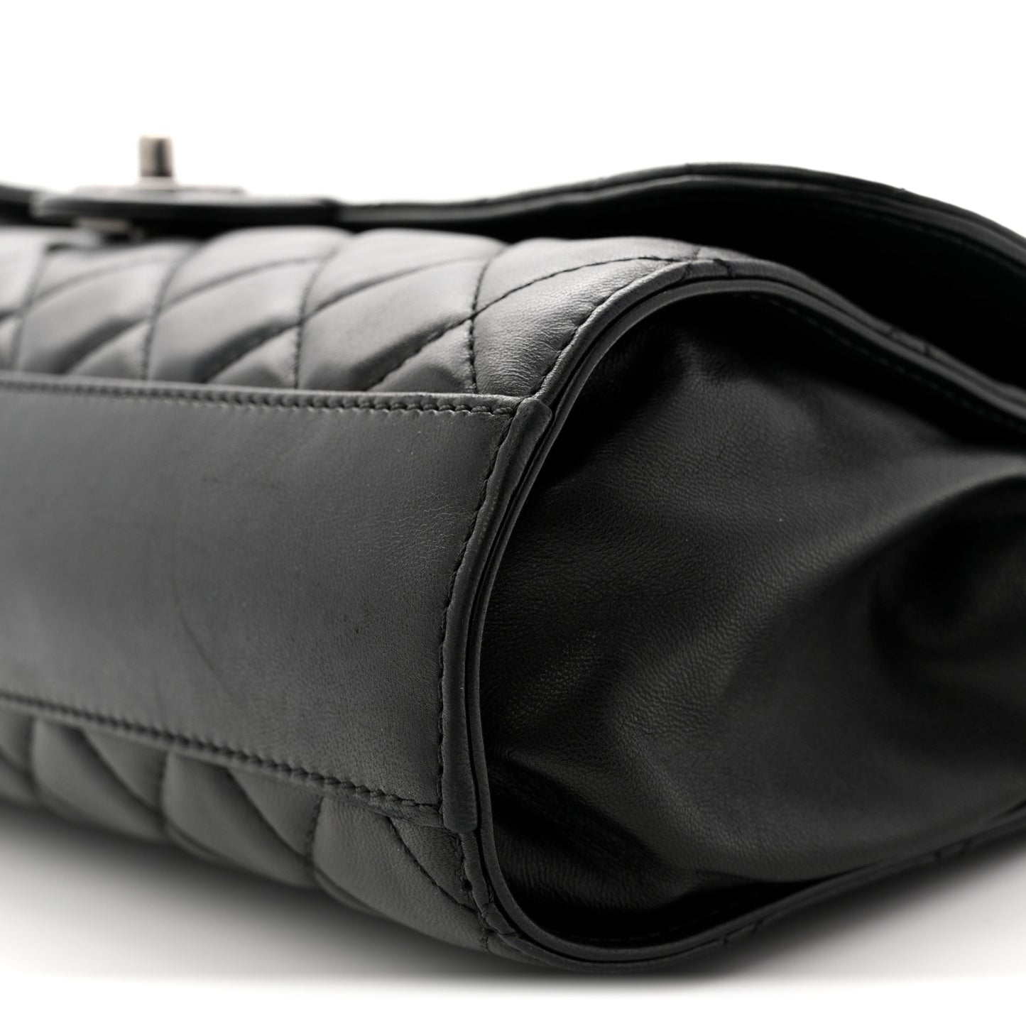 Lambskin Quilted Jumbo Grocery By Chanel Drawstring Shopping Bag Black